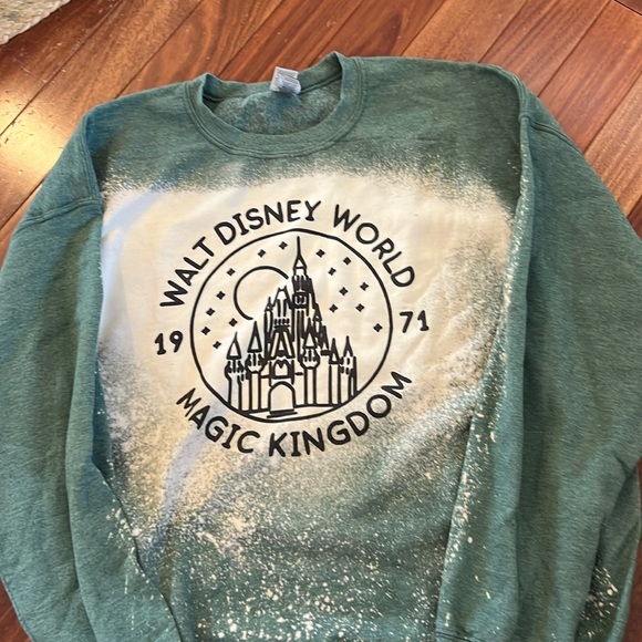 50th Anniversary Disney Sweatshirt. Teal with bleach die. - Picture 1 of 1